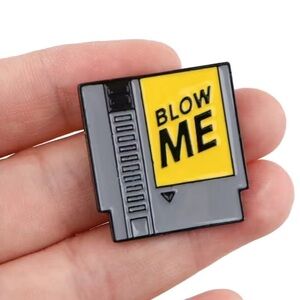 3/$25 Vintage Game Cartridge “Blow Me” Unisex Pin Badge Brooch